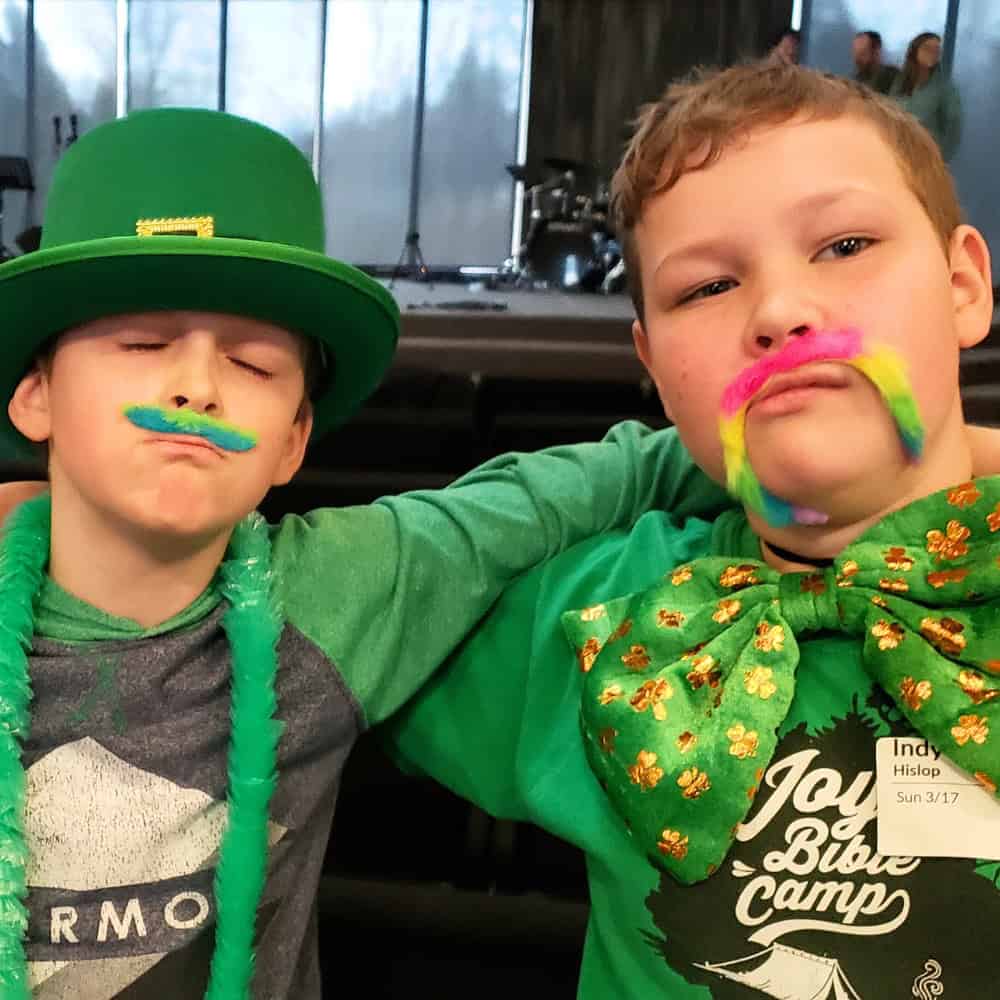 two boys dressed up for St. Patrick's Day